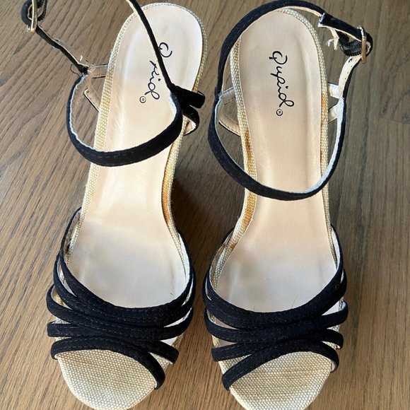 New never worn Qupid faux cork Platform Wedge Sandal Heels 9 - Picture 7 of 8